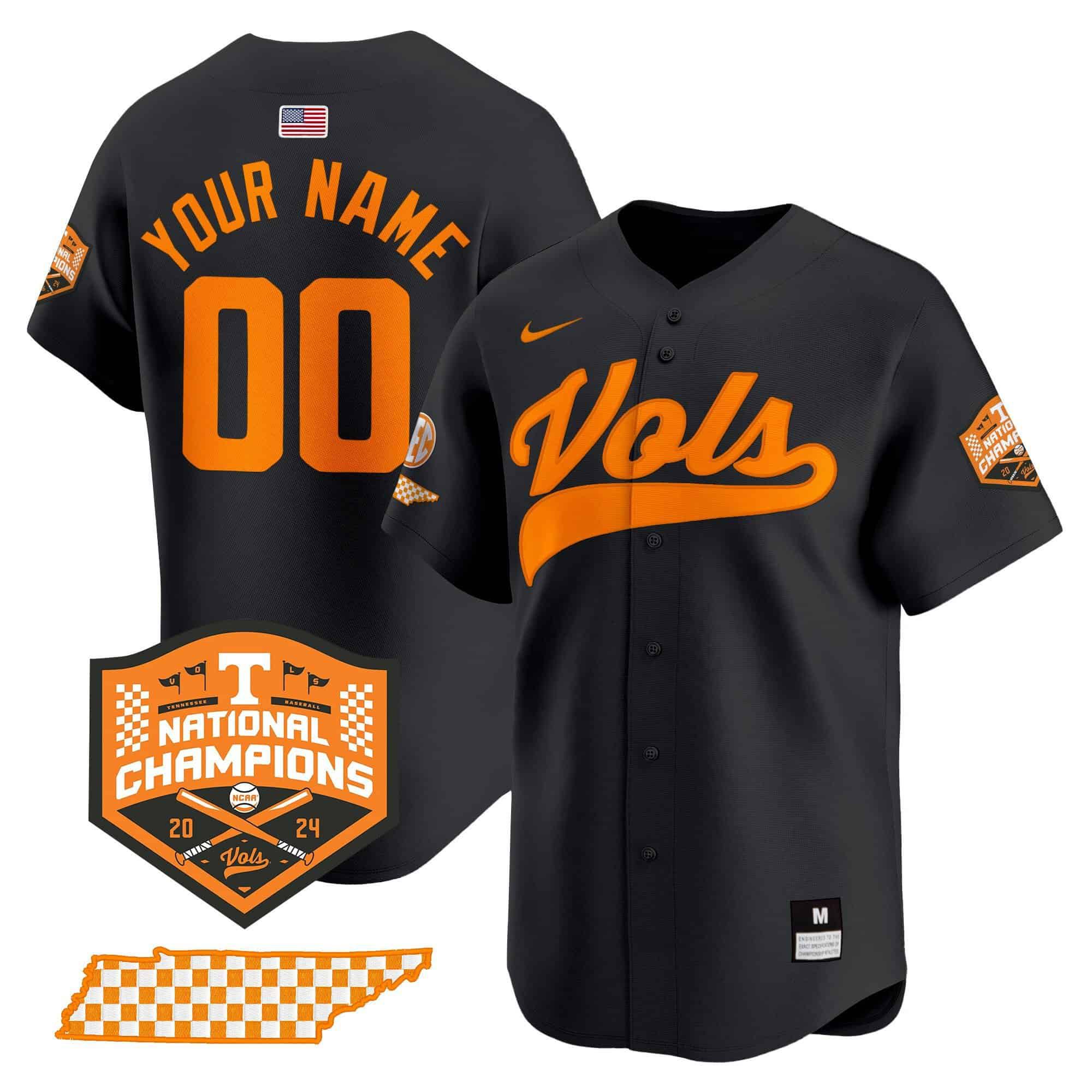 Men Tennessee Volunteers Black 2024 Nike Champions Vapor Premier Limited Custom NCAA Jersey